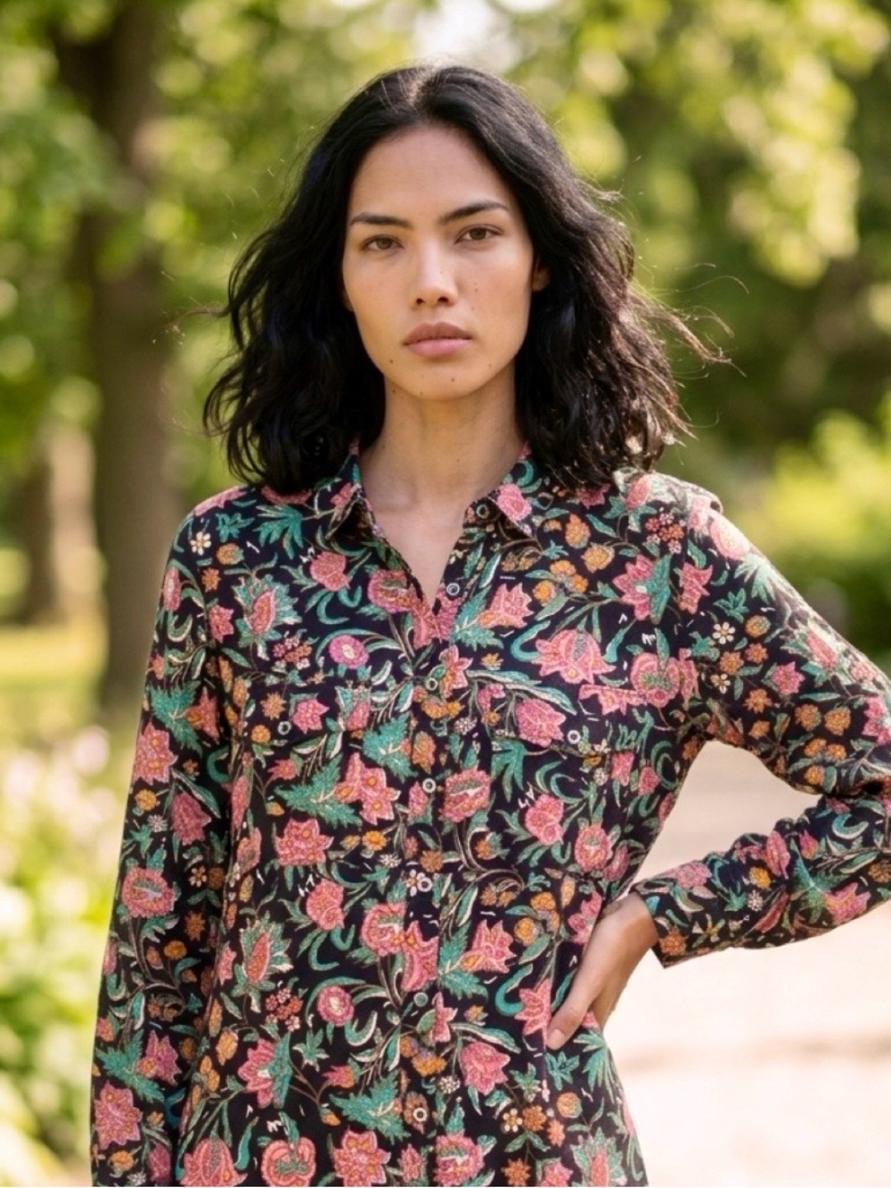 New! Floral Joy Linen Floral Shirt Retail $128.